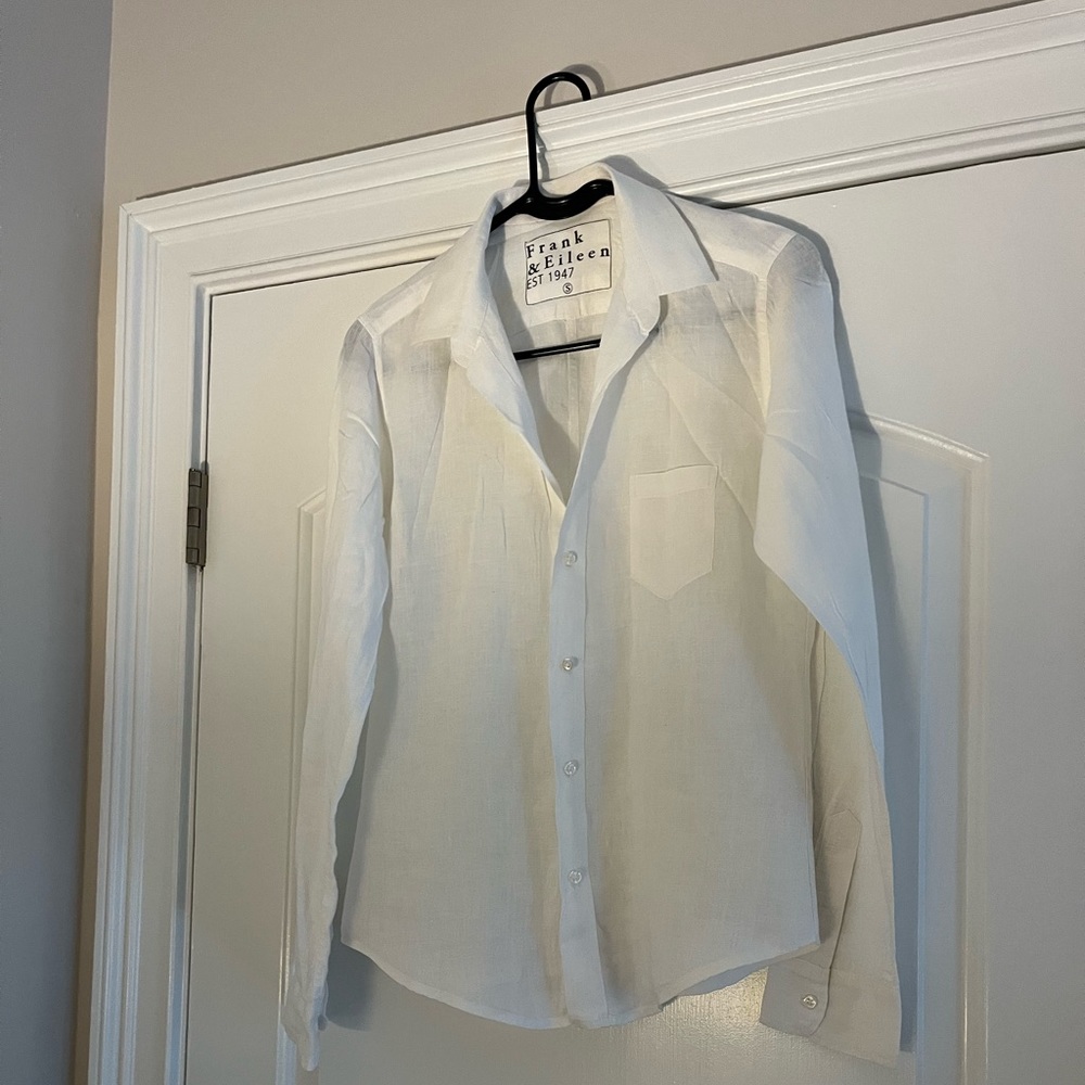 White linen button down
